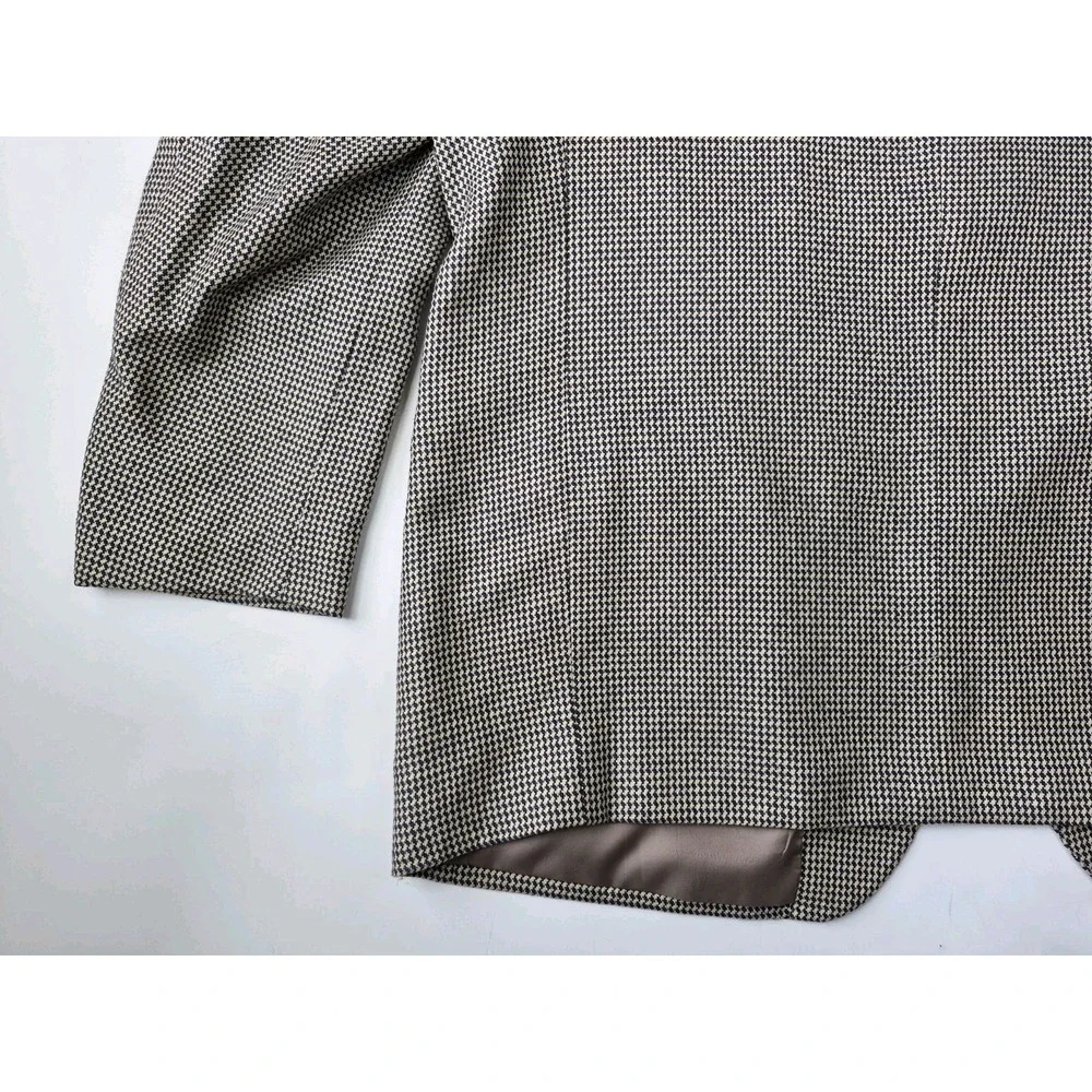 Jeffrey Banks Mens Wool Silk Sport Coat 36L Blue Cream Geometric 3 Button Jacket